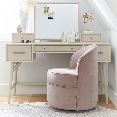 Vanity Desk with Mirror and Lights, Makeup Vanity with 3 Lighting Options,  Dressing Table with Charging Station, Vanity Set with 4 Cabinets, Shelves  and Stool, Corner Vanity for Women Girls