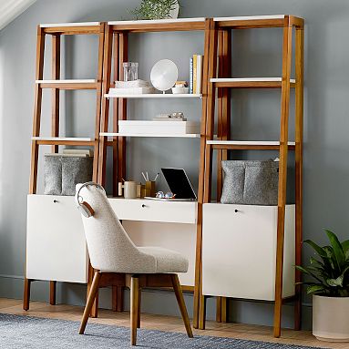 west elm x pbt Mid-Century Smart™ Wall Desk & Bookshelf Set