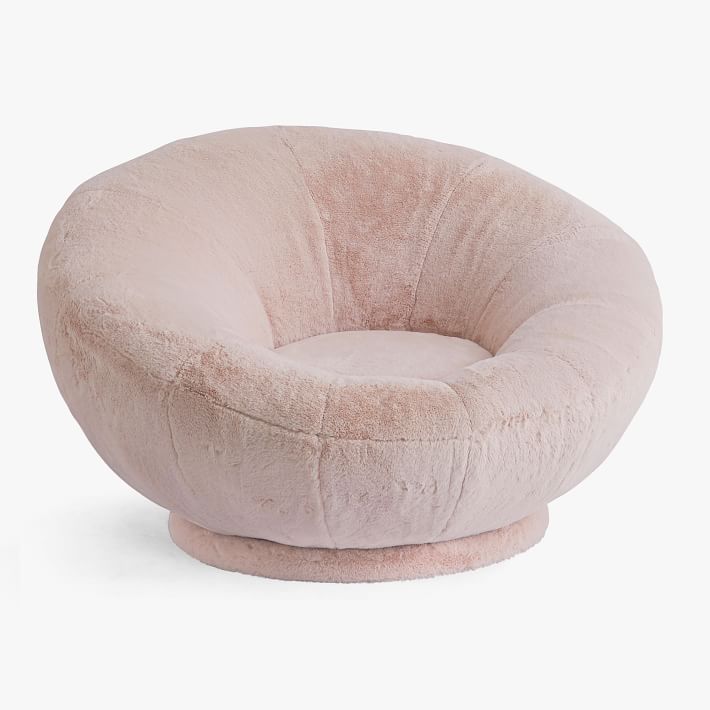 FauxFur Blush Groovy Swivel Chair Pottery Barn Teen