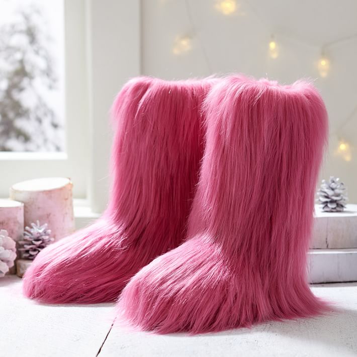 Fur-Riffic Faux-Fur Booties, Pink