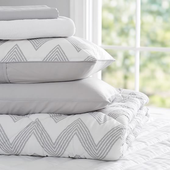 Gray Zig Zag Deluxe Comforter Set Dorm Bundle Pottery Barn Teen