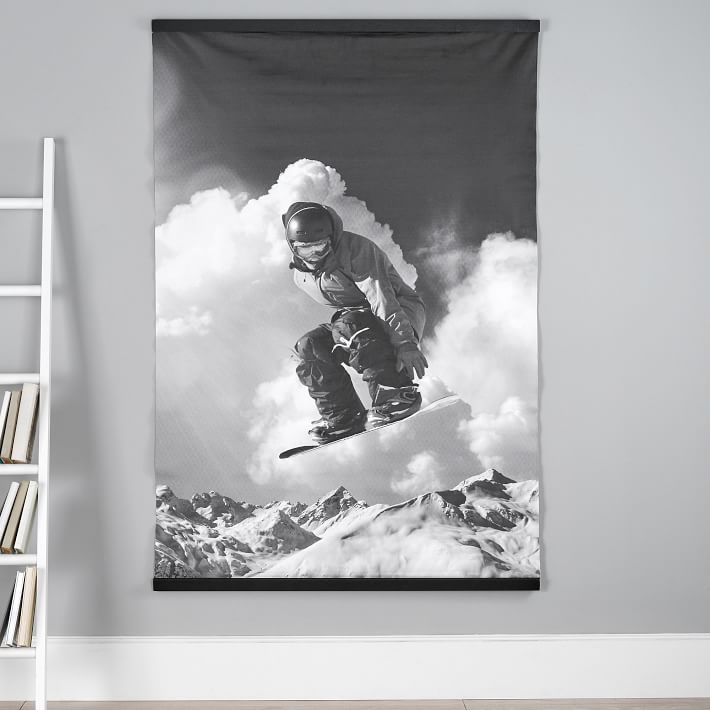 Black and White Snowboarder Wall Mural | Pottery Barn Teen