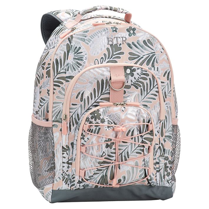 Gear-Up Gray Peach Metallic Feather Backpack