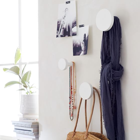 Round Wooden Wall Hooks Set of 3 Pottery Barn Teen