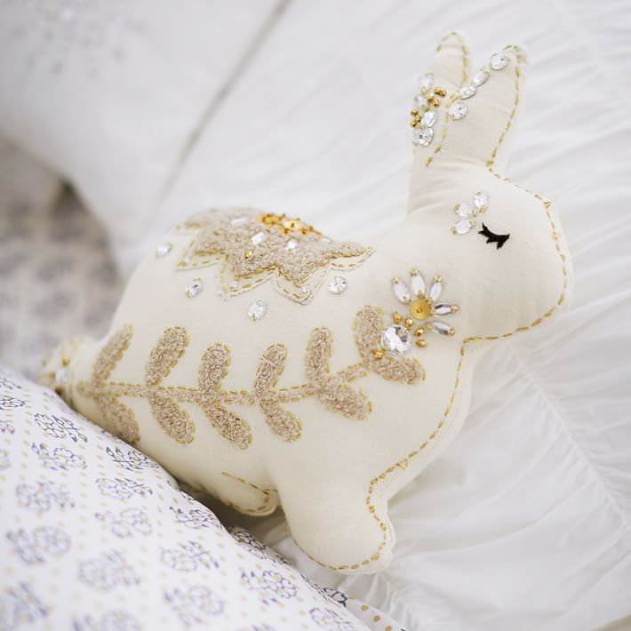Artisanal Winter Boho Bunny Pillow