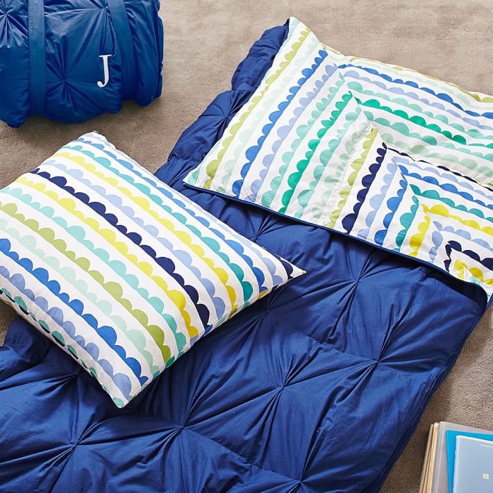 Pintuck Sleeping Bag &amp; Pillowcase, Bubble Stripe