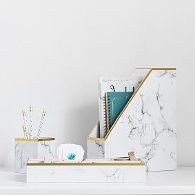 Modern Chic White Gold Foil Marble Pattern Metal Lunch Box