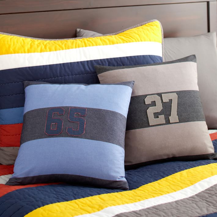 Rugby Stripe Applique Pillow Covers