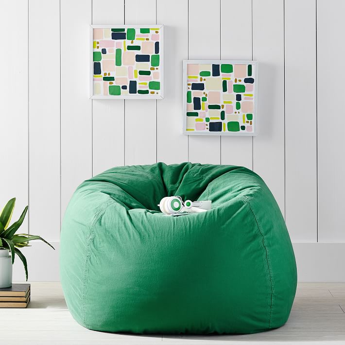 Green Washed Twill Bean Bag Chair