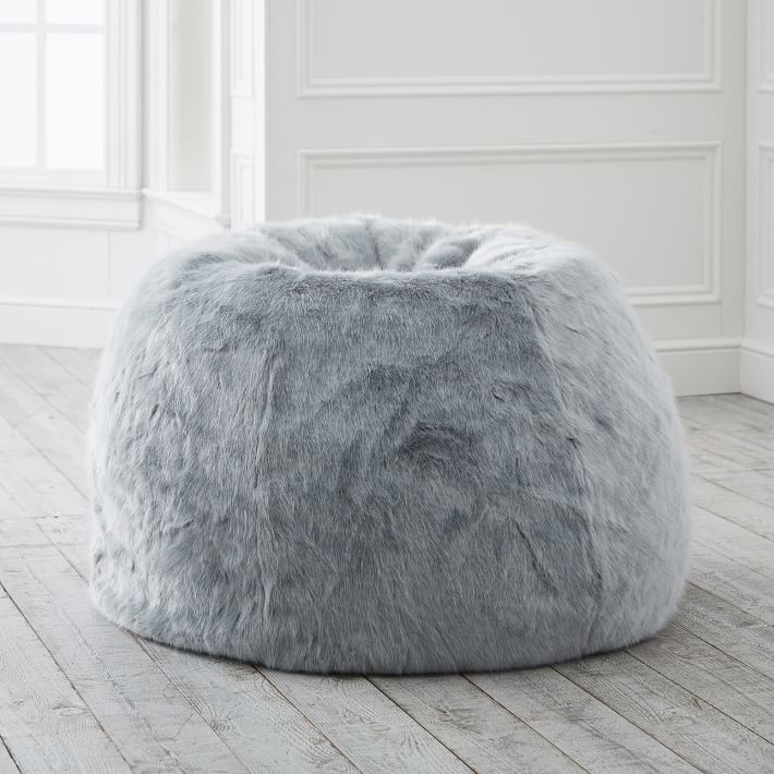 Grey faux fur online bean bag