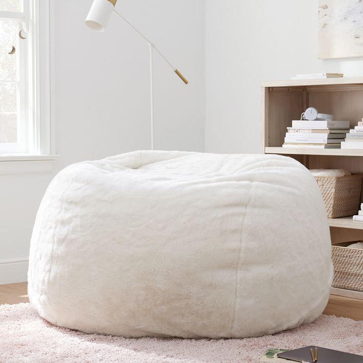 Ivory Polar Bear Faux Fur Bean Bag Chair, Pottery Barn Teen