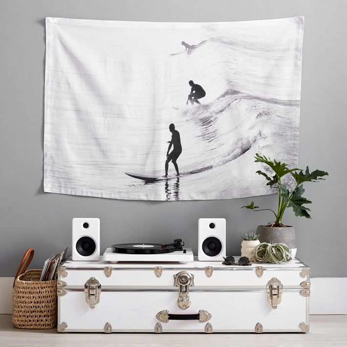 Black and White Canvas Surf Tapestry