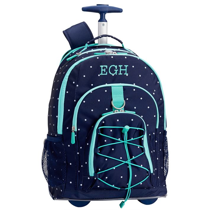 Gear-Up Navy Pin Dot Rolling Backpack