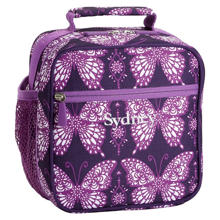 Gear-Up Light Purple Butterflies Classic Lunch With Mesh Side Pocket