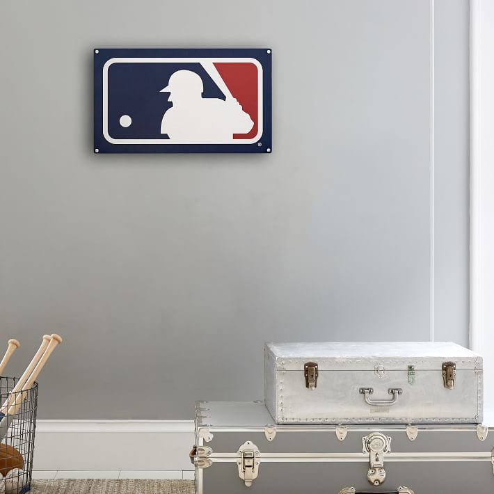 MLB Logo Baseball Large Metal Sign Panel