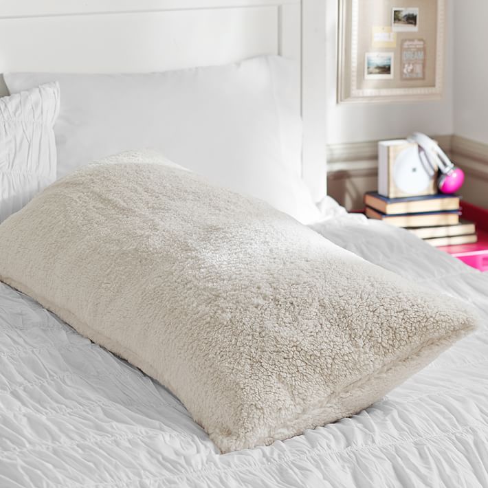 White sherpa hot sale body pillow cover