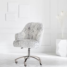 Grey fuzzy desk online chair