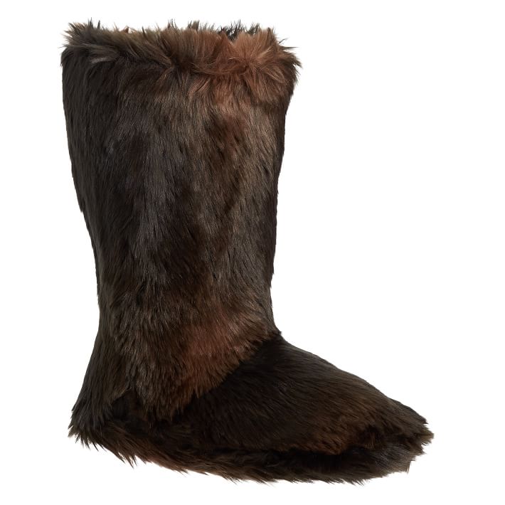 Brown Bear Faux-Fur Tall Booties