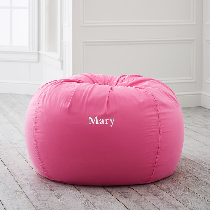 Bright Pink Washed Twill Bean Bag Chair Slipcover