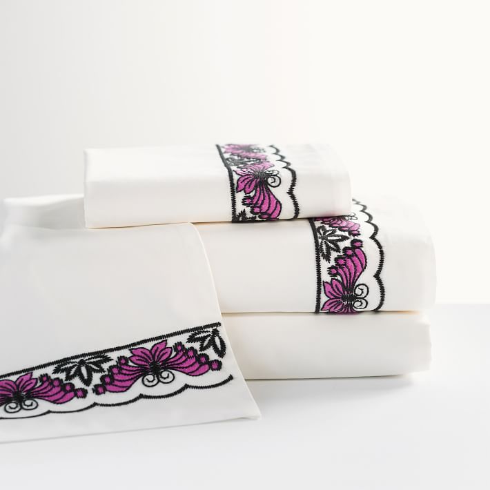 Anna Sui Embroidered Butterfly Sateen Sheet Set