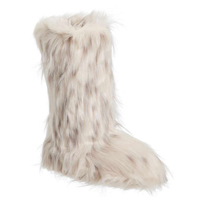 Snow Cat Faux-Fur Tall Bootie Slippers | Pottery Barn Teen