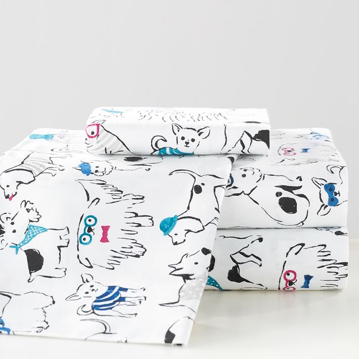 Holiday Hounds Flannel Sheet Set
