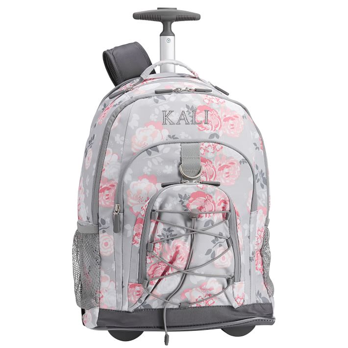 Gear-Up Garden Party Floral Rolling Backpack, Gray
