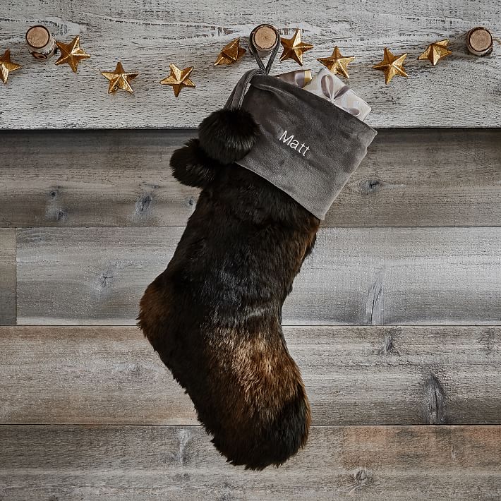 Brown Bear Faux-Fur Stocking
