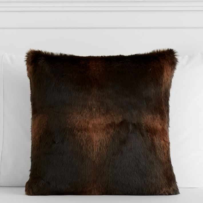 Brown Bear Faux-Fur Pillow Cover