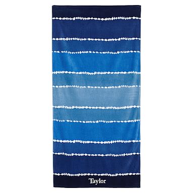 Navy Tie Dye Stripe Teen Beach Towel | Pottery Barn Teen