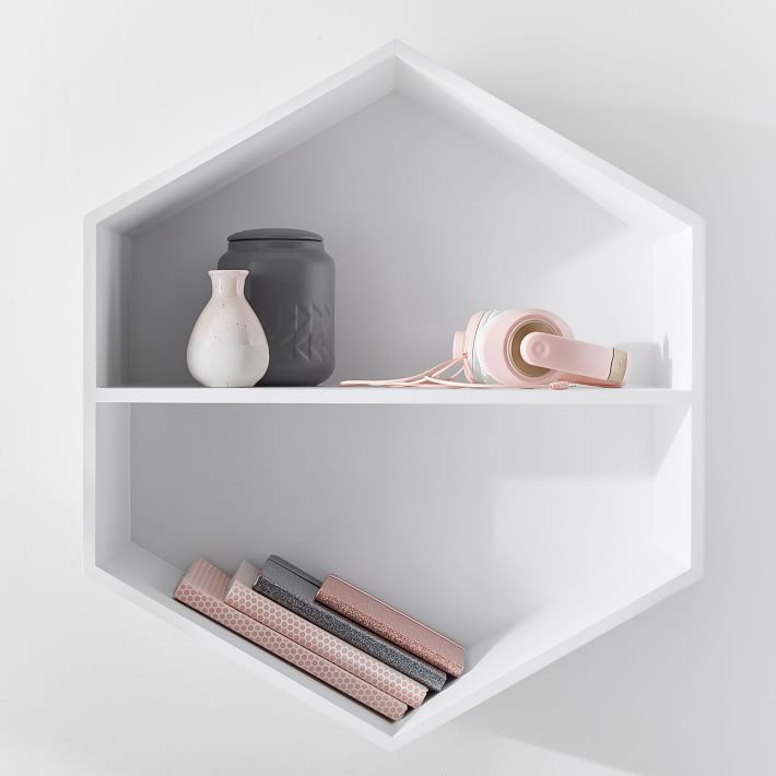 Wooden Hexagon Floating Shelf Pottery Barn Teen
