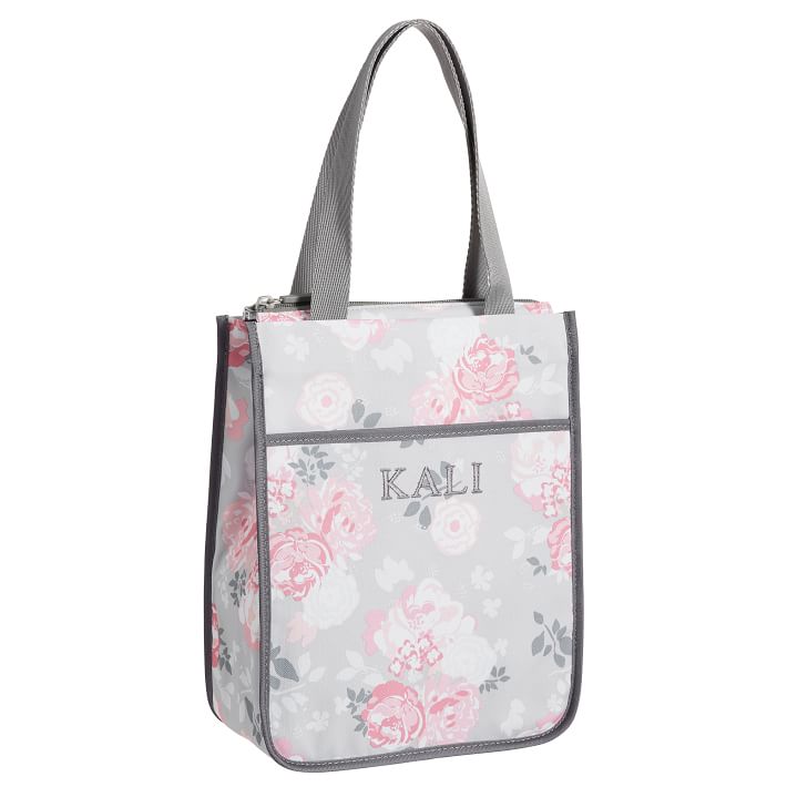 Gear-Up Garden Party Floral Tote Lunch Bag, Gray