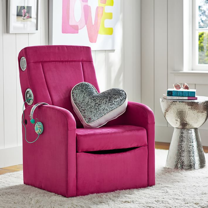Suede Flip Out Ottoman Speaker Chair