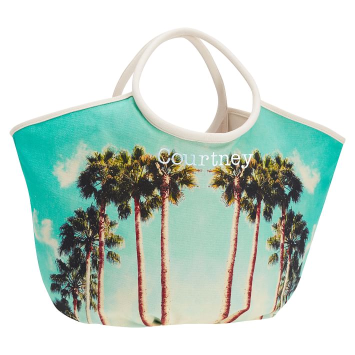 Beachside Canvas Tote, Palms Photoreal