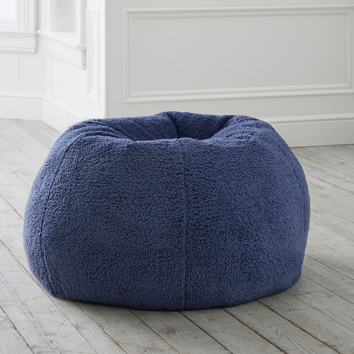 Cozy Sherpa Indigo Beanbag Chair | Pottery Barn Teen