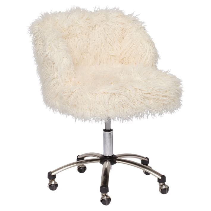 Ivory Furlicious Wingback Swivel Desk Chair