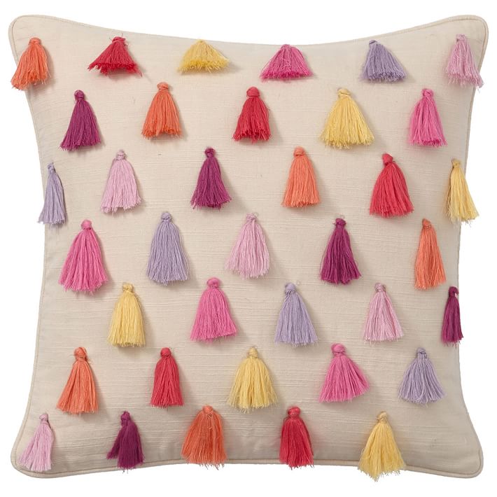 Rainbow Tassel Pillow Cover, 16 X 16, Warm