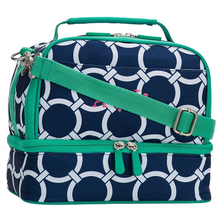 Gear-Up Preppy Rings Dual Compartment Lunch Bag, Navy