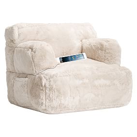 Ivory Polar Bear Faux-Fur Eco Media Lounge Chair | Pottery Barn Teen