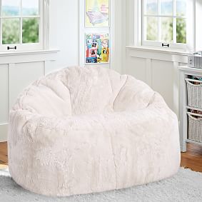 Ivory polar bear faux fur bean bag discount chair