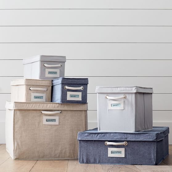 Solid Canvas Bins Dorm Storage Pottery Barn Teen   Solid Canvas Bins C 