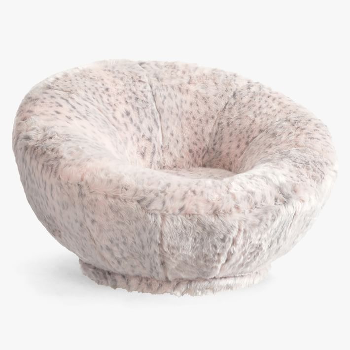 Blush Leopard Faux-Fur Groovy Swivel Chair