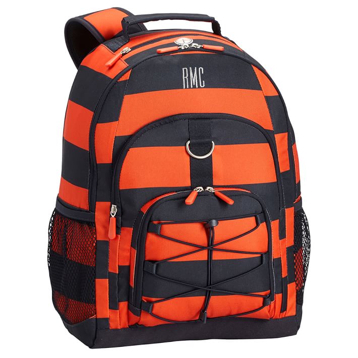 Gear-Up Orange/Navy Rugby Stripe Backpack