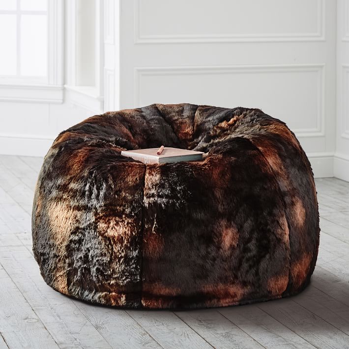 Brown Bear Faux-Fur Bean Bag Chair