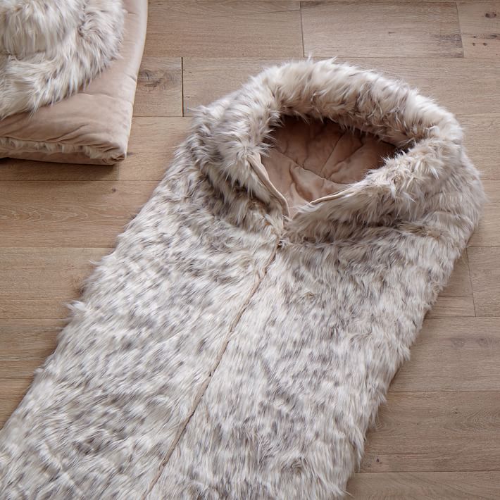 Snow Cat Faux-Fur Sleeping Bag