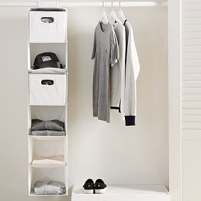 The Container Store 3-Compartment Hanging Closet Organizer Grey Stripe, 12 x 12 x 29 H