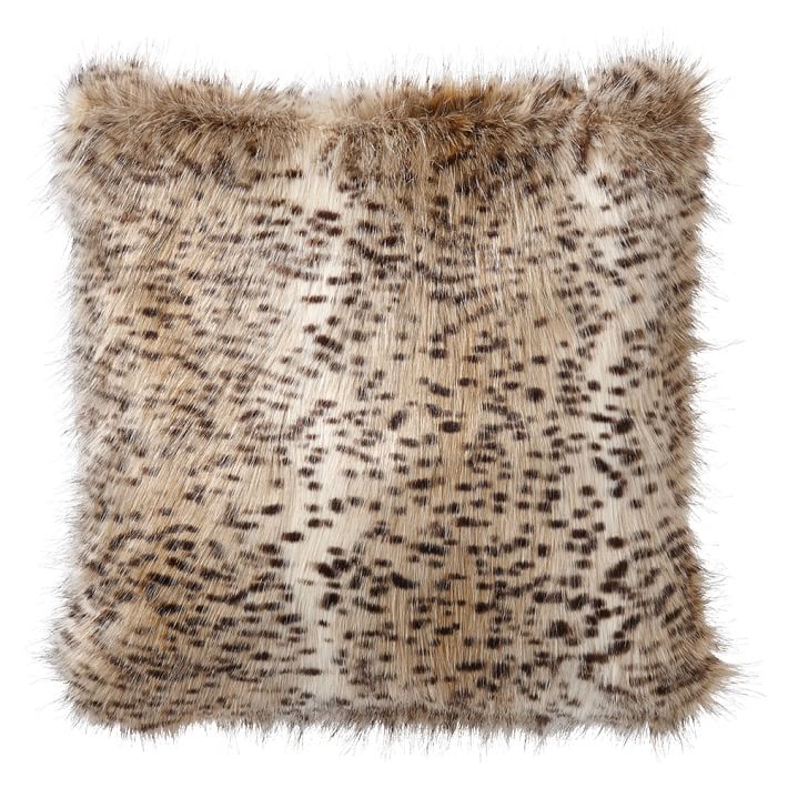 Faux-Fur Pillow Cover, Lynx