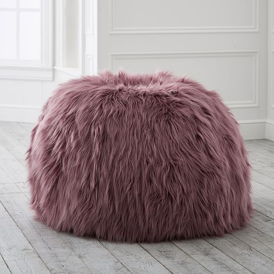 Himalayan FauxFur Mauve Bean Bag Chair Pottery Barn Teen