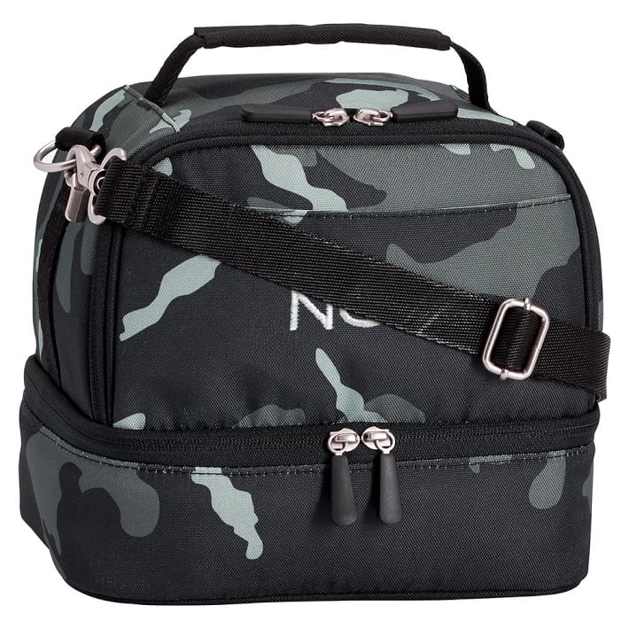 Gear-Up Black Camo Dual Compartment Lunch Bag