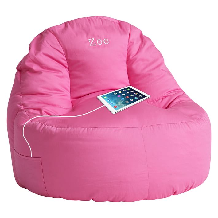 Solid Twill Leanback Lounger Speaker Media Chair, Pink